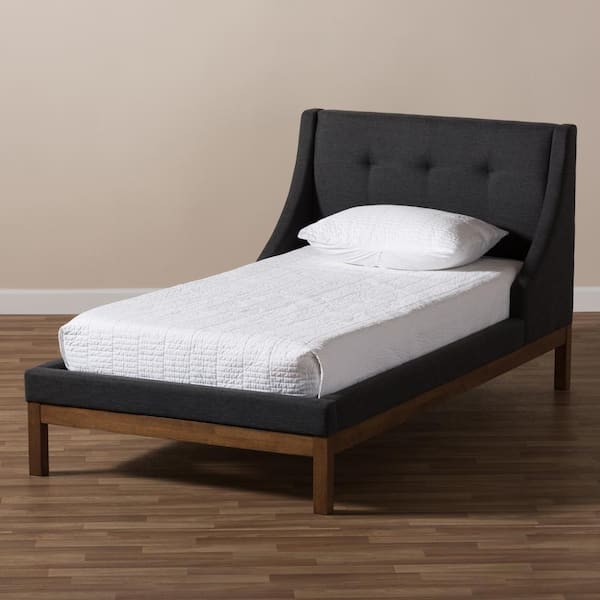 Baxton Studio Louvain Dark Gray Twin Platform Bed 146 8153 HD