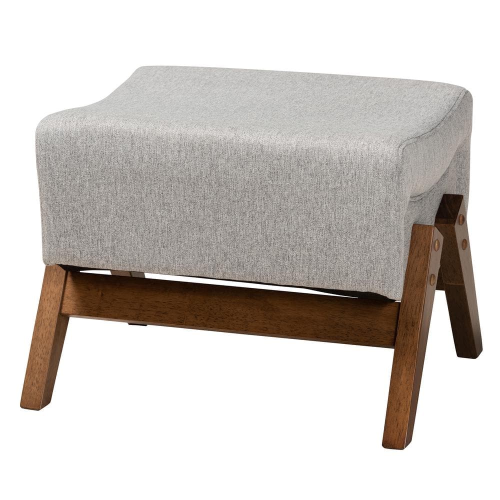 Baxton Studio Hanson Light Grey and Walnut Brown Fabric Ottoman 229 ...