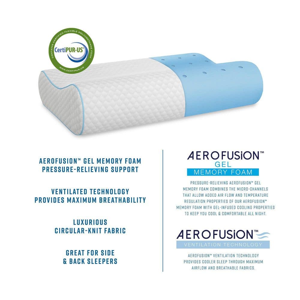 White Gel-Infused Memory Foam Contour Neck Pillow