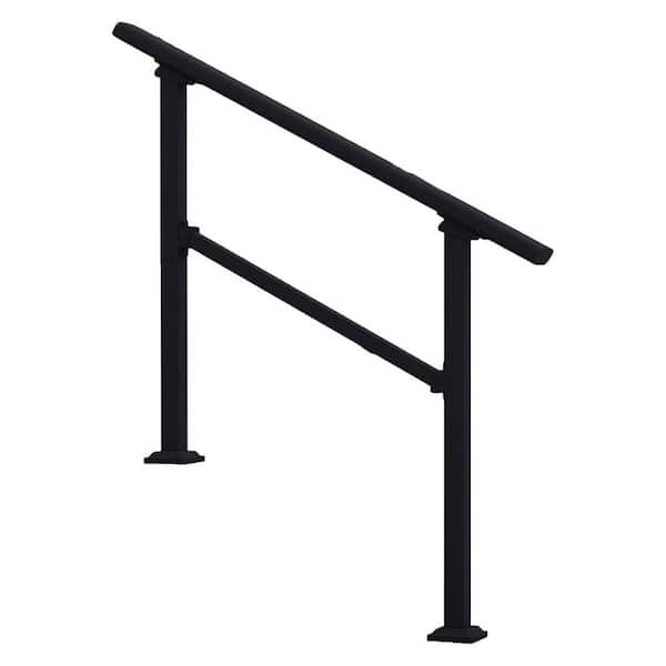 NVNOO 36 in. Black 3 Step Stair Handrail for Outdoor Steps, Seniors Hand Rails and Indoor Stair (1-pack)