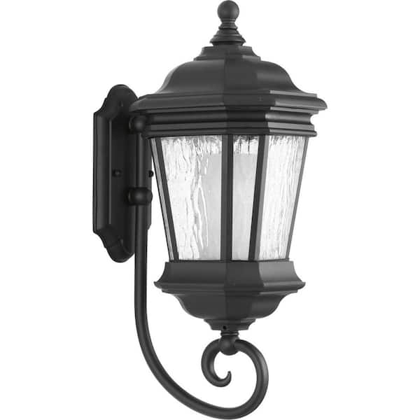 Progress Lighting Crawford Collection 1-Light 20.5 in. Outdoor Black Wall Lantern Sconce