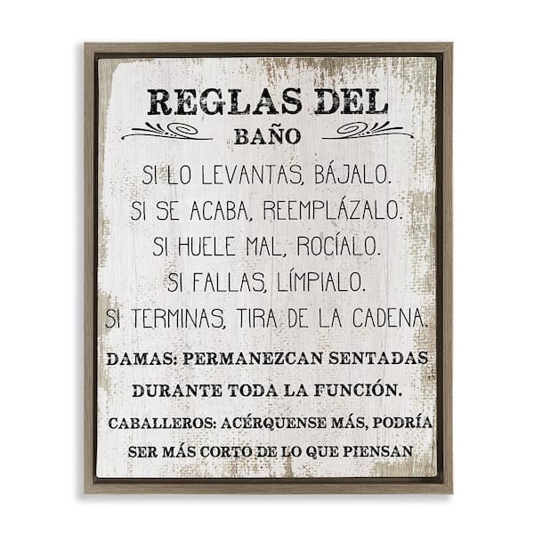 Stupell Industries Fun Bathroom Rules by Lil' Rue Brown Floater Frame Typography Graphic Art Print 31 in. x 25 in.