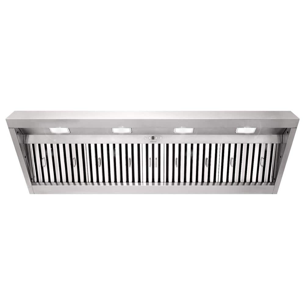 60 in. 1200 CFM Ducted Insert Range Hood in Stainless Steel with Dimmable LED Lights 4-Speeds