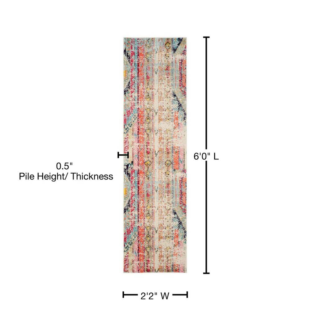 Boho Chic Multi-Color Synthetic 2'2" x 6' Runner Rug