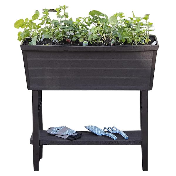 Unbranded 14.5 in. L x 32.25 in. W x 31.12 in. H Brown Polypropylene Raised Garden Bed