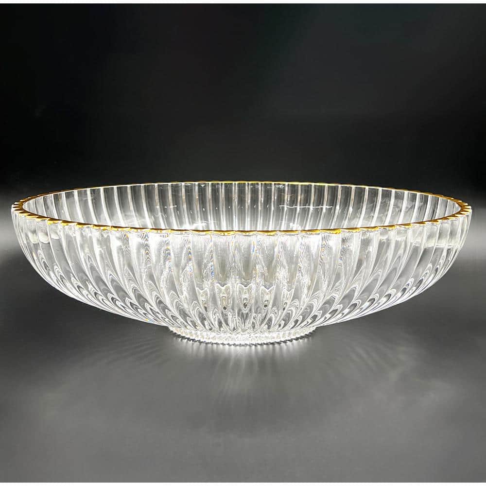 Clear and Gold Oval Glass Vessel Bathroom Sink