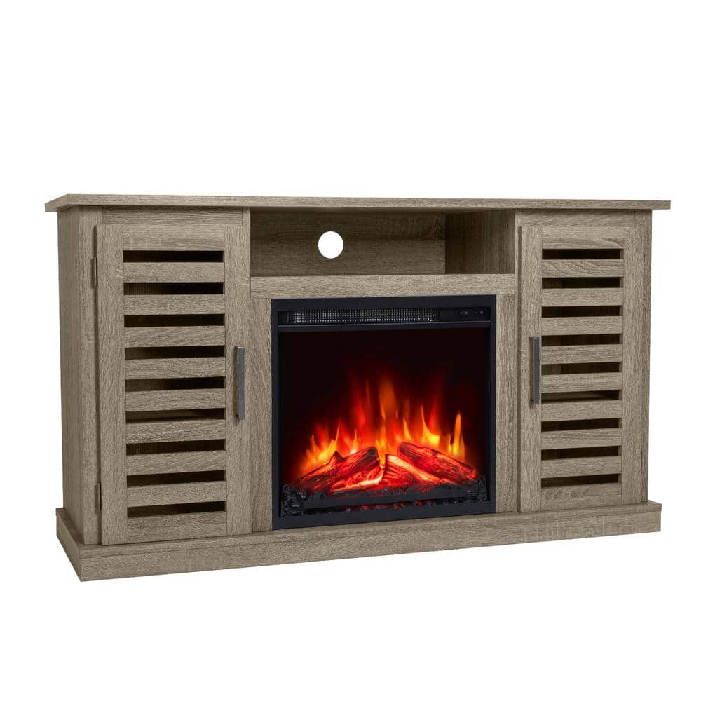 Valuxhome 48 in. Media Mantel Entertainment Center Electric Fireplace