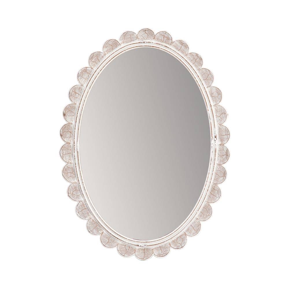 Habitat 30 in. x 22 in. Carai White Framed Oval Decorative Mirror MR3618AW The Home Depot