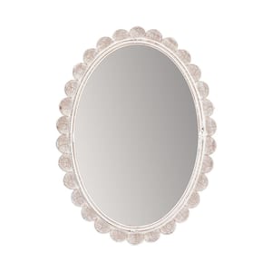 30 in. x 22 in. Carai White Framed Oval Decorative Mirror