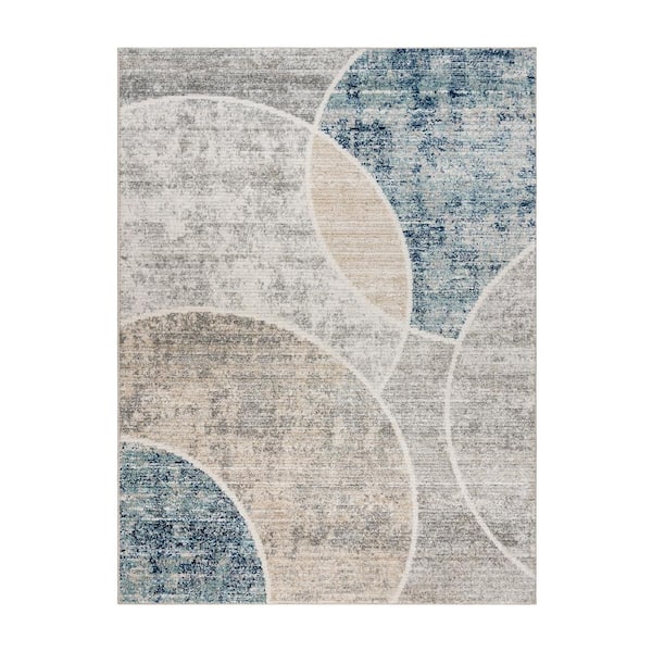 Winsor Tondo Blue 9 ft. x 13 ft. Geometric Indoor Area Rug