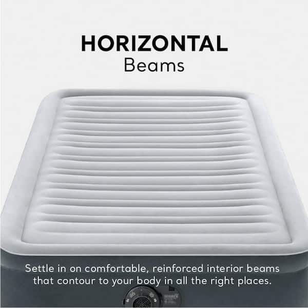 Comfort Deluxe Dura-Beam Plush Airbed Mattress with Built-In Pump, Twin