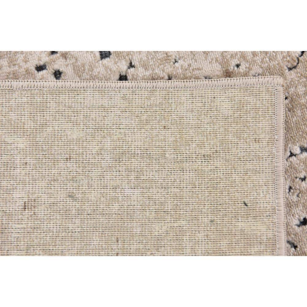 Beige 6' x 9' Rectangular Easy-Care Synthetic Area Rug