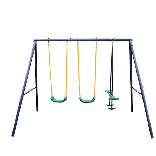Tidoin AOK-YDW1-517 119 in. W x 74 in. D x 73 in. H Multi-Colored A-Frame Metal Multi-Person Swing Set - 1