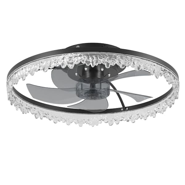 20.1 in. Smart Indoor Black Flush Mount Standard Ceiling Fan with Reversible DC Motor and Remote Control