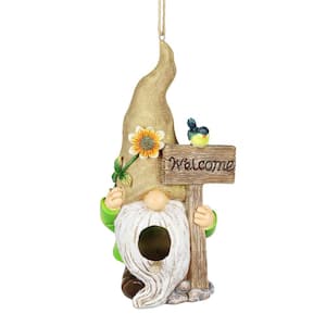 Welcome Gnome Hanging Resin Birdhouse
