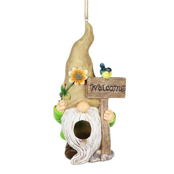 Exhart Welcome Gnome Hanging Resin Birdhouse