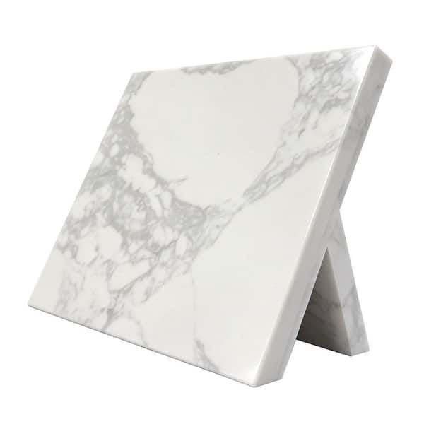 White Marble Magnetic Knife Holder for Kitchen Countertop Strong Enhanced Magnets 10.2 in.