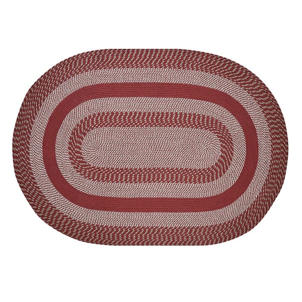 Better Trends Newport Braid Collection Barn Red 22" x 40" Oval 100% Polypropylene Reversible Area Rug