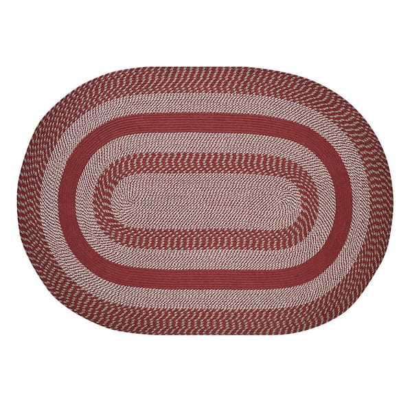 Better Trends Newport Braid Collection Barn Red 42" x 66" Oval 100% Polypropylene Reversible Area Rug