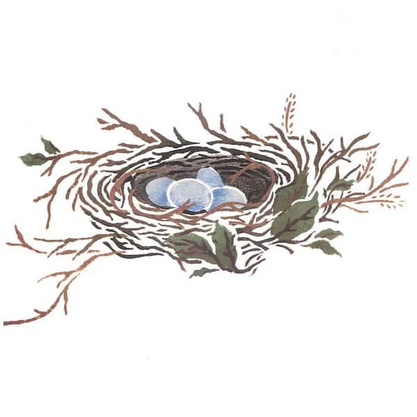 Designer Stencils Bird's Nest with Eggs Wall Stencil by DeeSigns