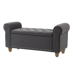 Laura 43.7"W*16.5"D*22"H Black Upholstered Entryway Storage Bench