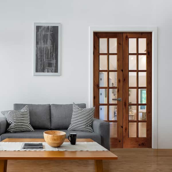 Krosswood Doors 48 in. x 96 in. Rustic Knotty Alder 12-Lite Left