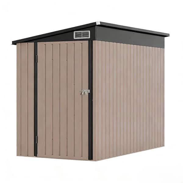32 sq. ft. Metal Outdoor Lean-To Storage Shed, 4 x 8 ft. Heavy-Duty Garden Utility Tool Shed with Metal Wall Side
