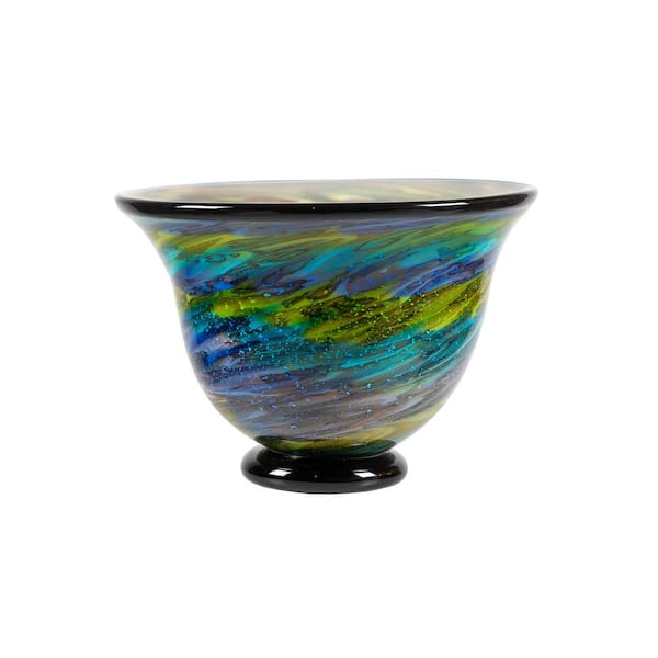 Dale Tiffany Under the Sea Handcrafted Art Glass Bowl 8.5 in. Tall Murano-Style Bowl For Home Decor