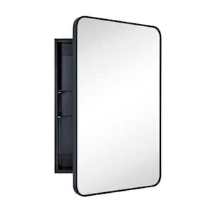 Garnes 24 in. W x 36 in. H Rectangular Recessed or Surface Mount Metal Framed Medicine Cabinet with Mirror in Black