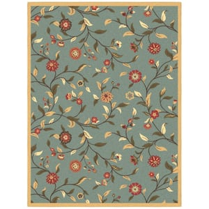 Basics Collection Non-Slip Rubberback Floral Leaves 5x7 Indoor Area Rug, 5 ft. x 6 ft. 6 in., Seafoam Green