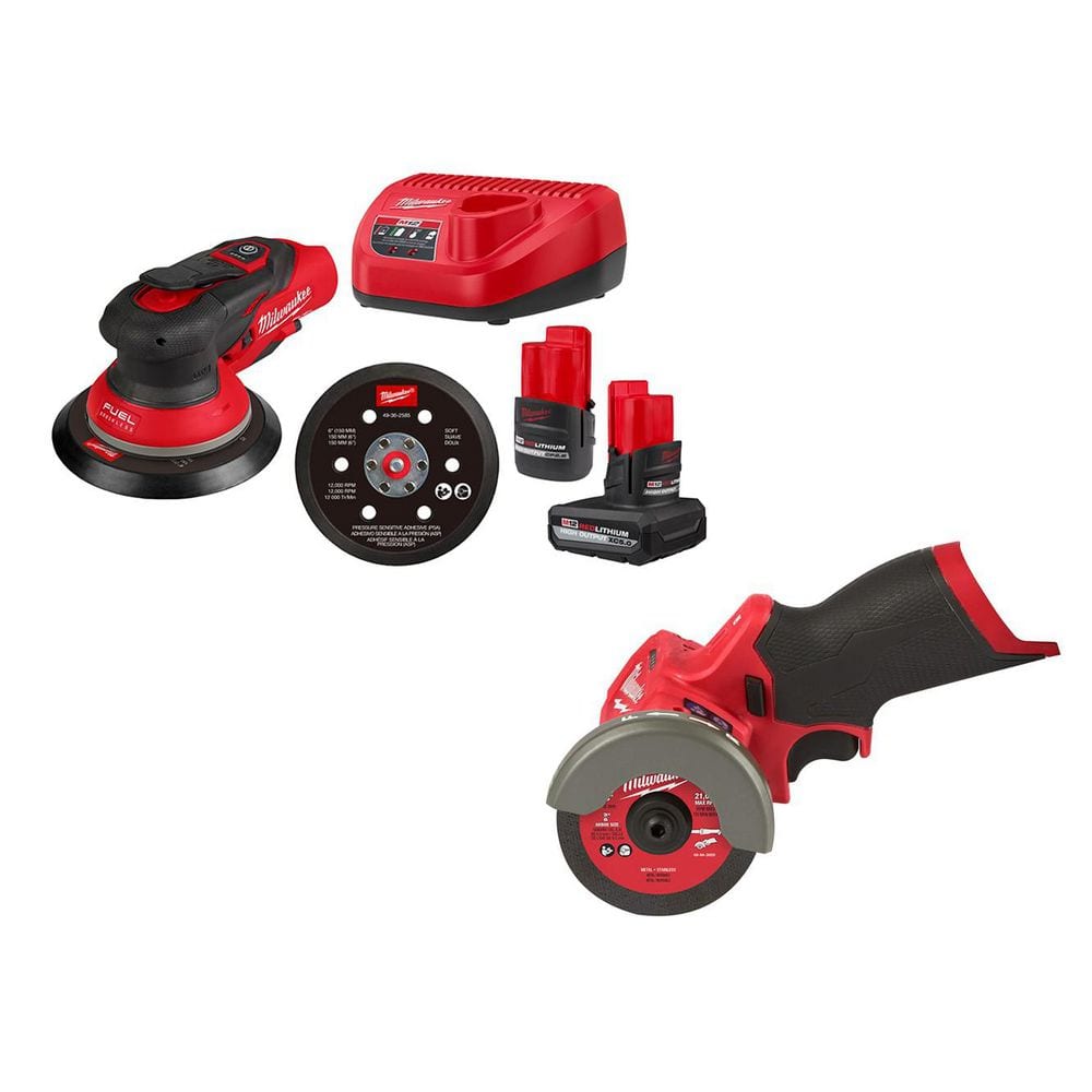 M12 FUEL 12-Volt Li-Ion Brushless Cordless 6 in. Random Orbital Sander Kit (3/16 in) w M12 Batteries & M12 Cut Off Saw price history on PriceWatchPro