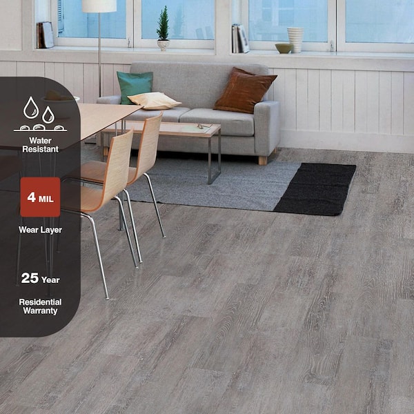 Canadian Hewn Oak 4 MIL x 6 in. W x 36 in. L Grip Strip Water Resistant Luxury Vinyl Plank Flooring (24 sqft/case)