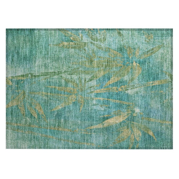 Chantille Machine Washable Indoor/Outdoor Abstract ACN2222 Teal 1 ft. 8 in. x 2 ft. 6 in. Accent Rug