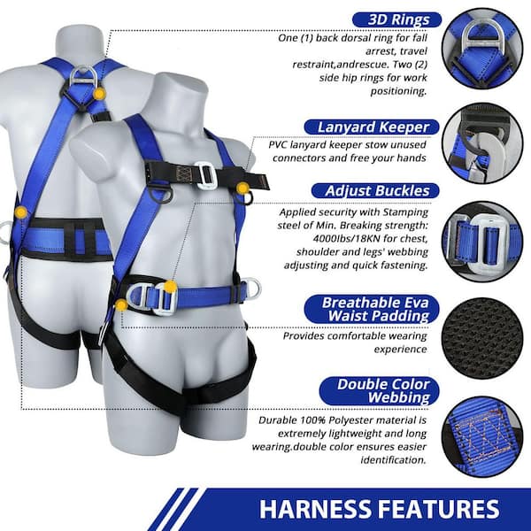 Angel Sar 30-56 in. Waist Safety Harness Fall Protection Kit with