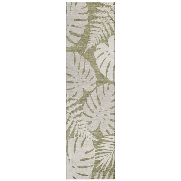 Chantille Machine Washable Indoor/Outdoor Abstract ACN3009 Sage 2 ft. x 7 ft. Runner Rug