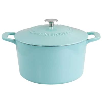 MARTHA STEWART 3 qt. Round Enameled Cast Iron Dutch Oven in Red with Lid  985118695M - The Home Depot