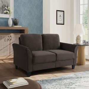 Wesley 57.9 in. Coffee Microfiber 2-Seater Loveseat with Flared Arms