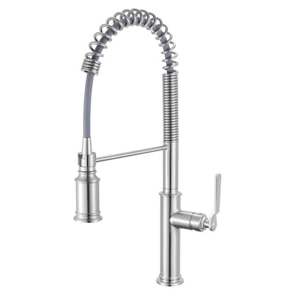 Bianca Brushed Nickel Stainless 22 in. H Single Handle Pull Down Sprayer Kitchen Faucet with 360° Spout Swivel