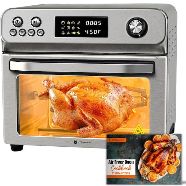 26 Qt. Stainless Steel Air Fryer with 3-Tier Cooking System and Rotisserie