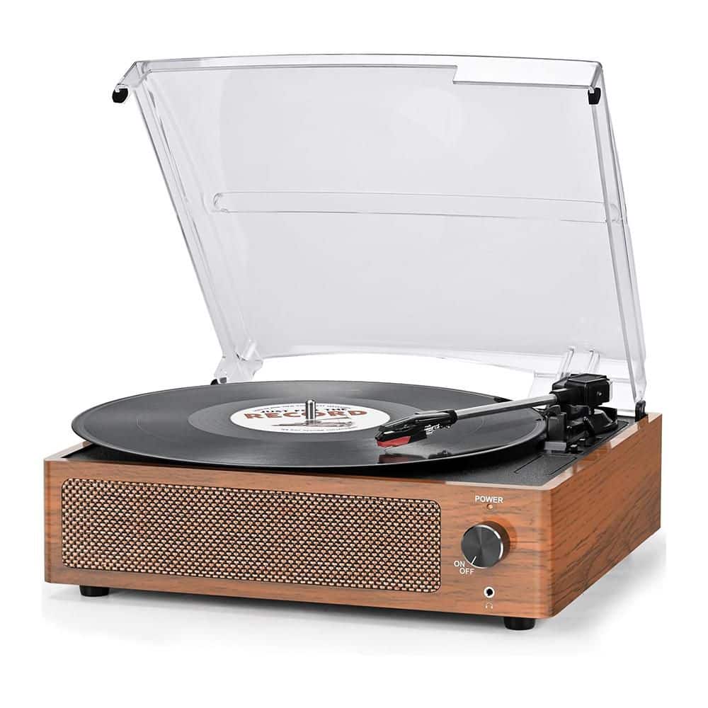 Vintage Vinyl Record Player with Built-in Speakers, 3-Speed Turntable, Blue
