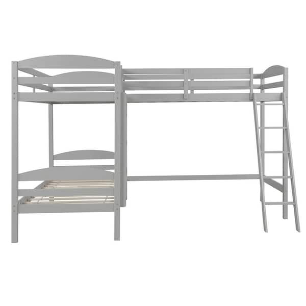 Qualfurn Gray Twin Size L Shaped Bunk, Separable Bunk Beds Ikea