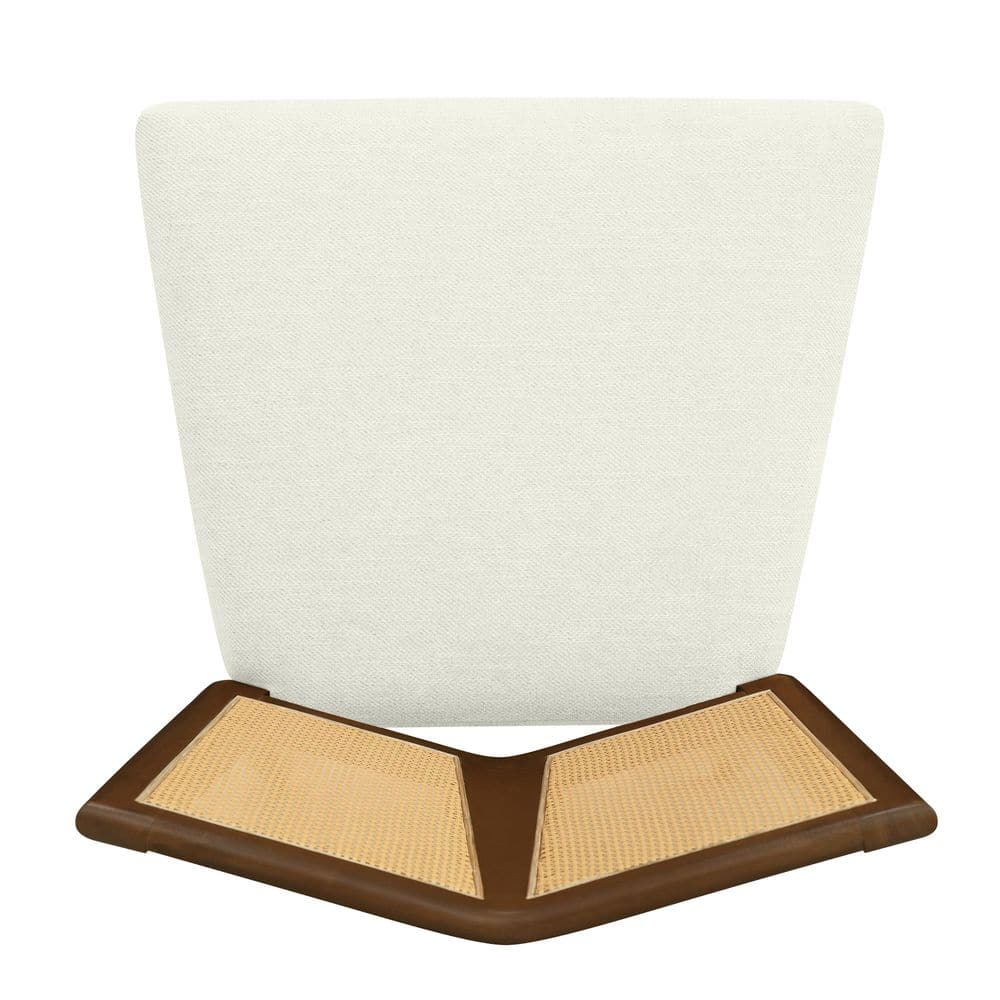 Walnut and Beige High Back Cane Wood Side Chair