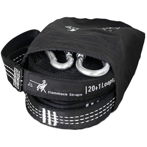 12 ft. Polyester Hammock Tree Straps with 40 Loops and 2 Carabiners, 2000 lbs. Heavy Duty No-Stretch Suspension