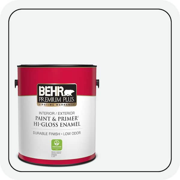 BEHR PREMIUM PLUS 1 gal. #BL-W09 Bakery Box Hi-Gloss Enamel Interior/Exterior Paint & Primer