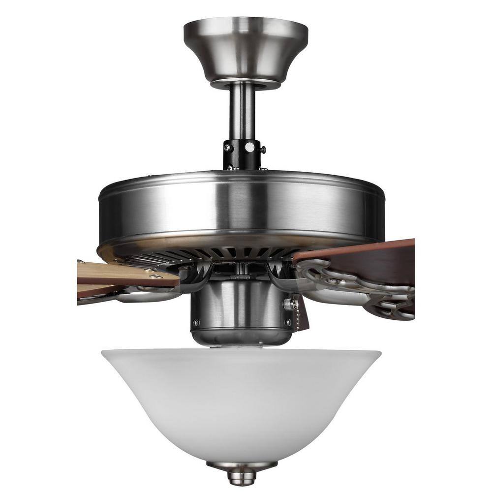 Brushed Nickel 52" Ceiling Fan with Reversible Blades and Light Kit