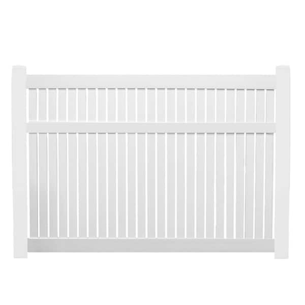 Weatherables 72 in. H x 212 ft. L Huntington White Vinyl Flat Top Complete Semi-Privacy Fence Project Pack