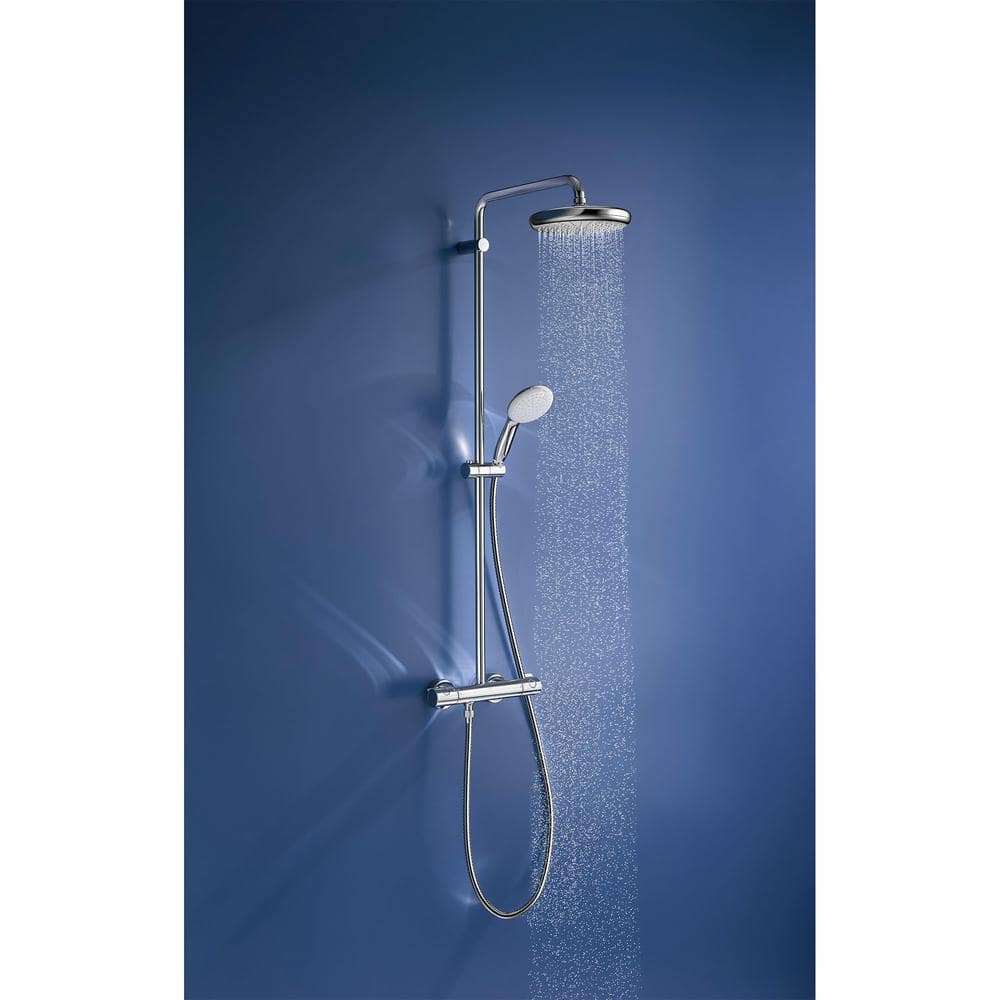 Adjustable Height Chrome Wall Mounted Shower System with Brass Fixtures