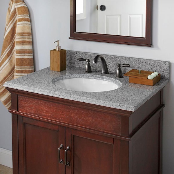 Home Decorators Collection 31 In W Granite Vanity Top Napoli With White Bowl And 8 Faucet Spread 31603 - Mobile Home Depot Bathroom Sinks