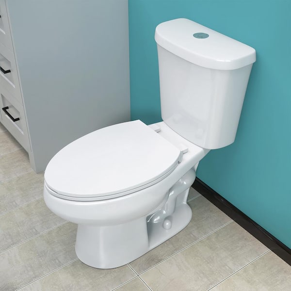 Dual Flush Two Piece Toilets 12 in. Rough-in 1.1/1.6 GPF Elongated 2-Piece Bathroom Toilet in White with Soft-close Seat