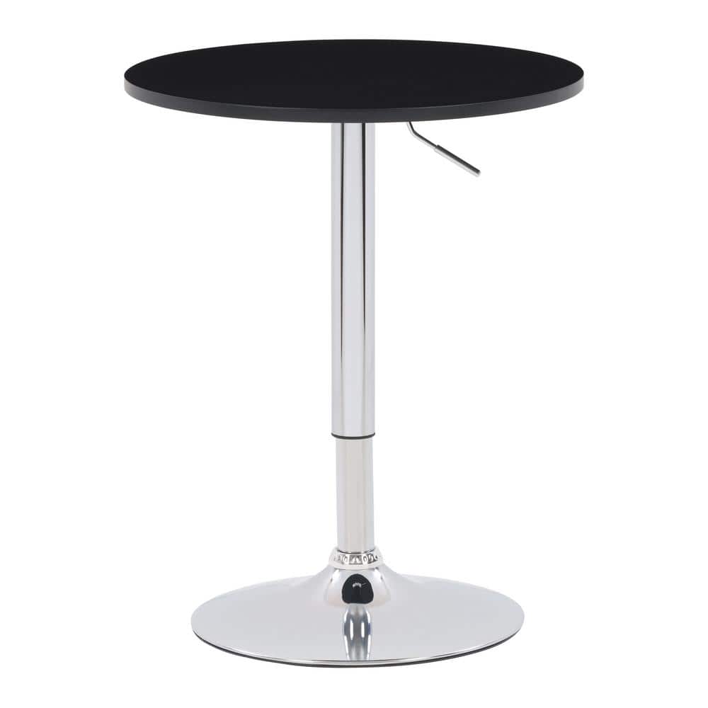 Adjustable Height Black and Chrome Round Bar Table